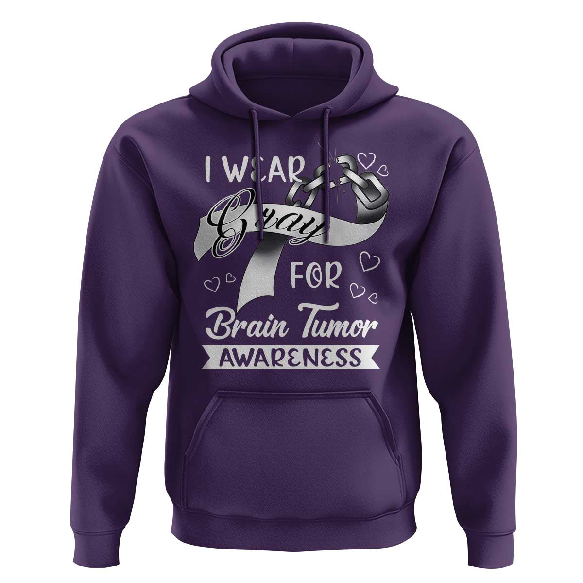 I Wear Gray For Brain Tumor Awareness Hoodie - Wonder Print Shop