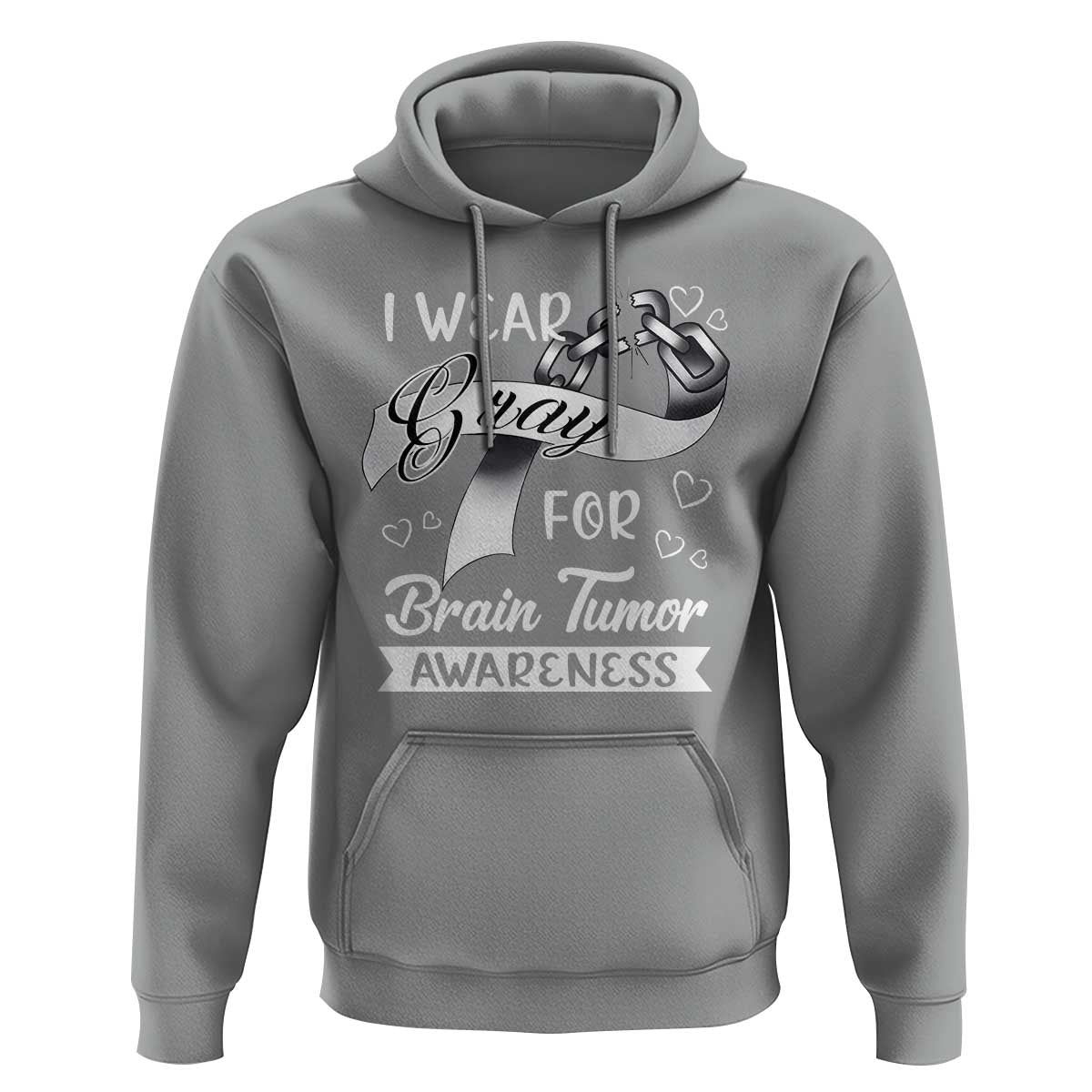 I Wear Gray For Brain Tumor Awareness Hoodie - Wonder Print Shop