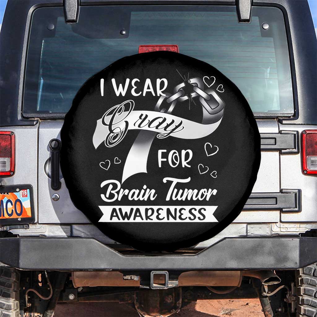 I Wear Gray For Brain Tumor Awareness Spare Tire Cover