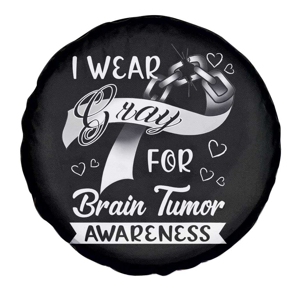 I Wear Gray For Brain Tumor Awareness Spare Tire Cover