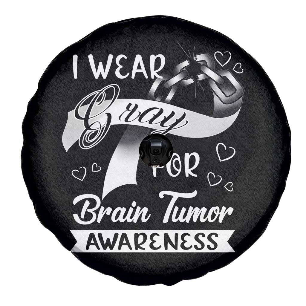 I Wear Gray For Brain Tumor Awareness Spare Tire Cover