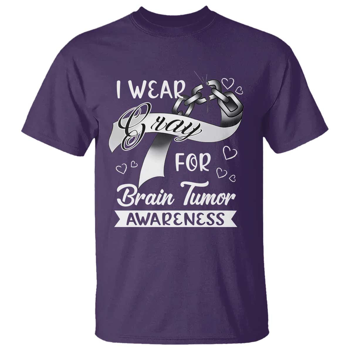 I Wear Gray For Brain Tumor Awareness T Shirt - Wonder Print Shop