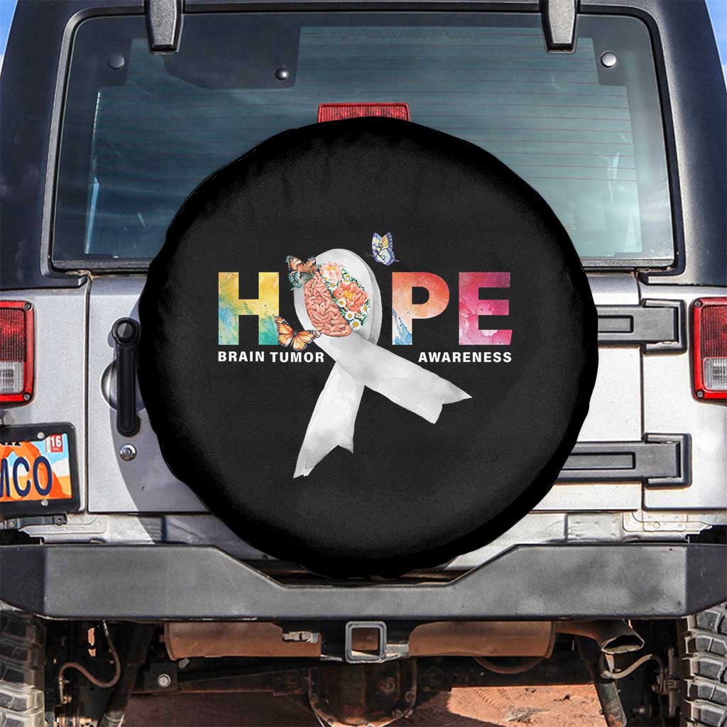 Hope Brain Tumor Awareness Gray Ribbon Spare Tire Cover
