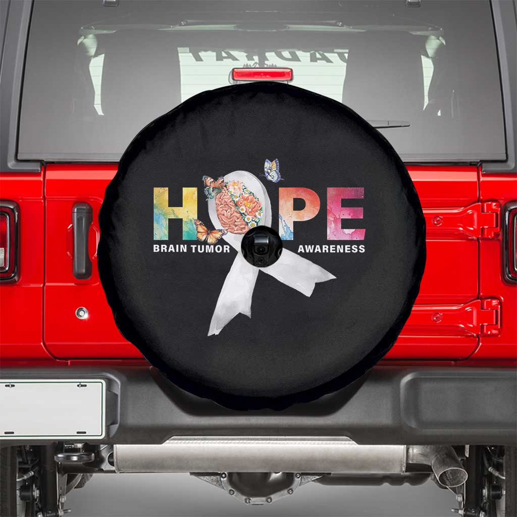 Hope Brain Tumor Awareness Gray Ribbon Spare Tire Cover