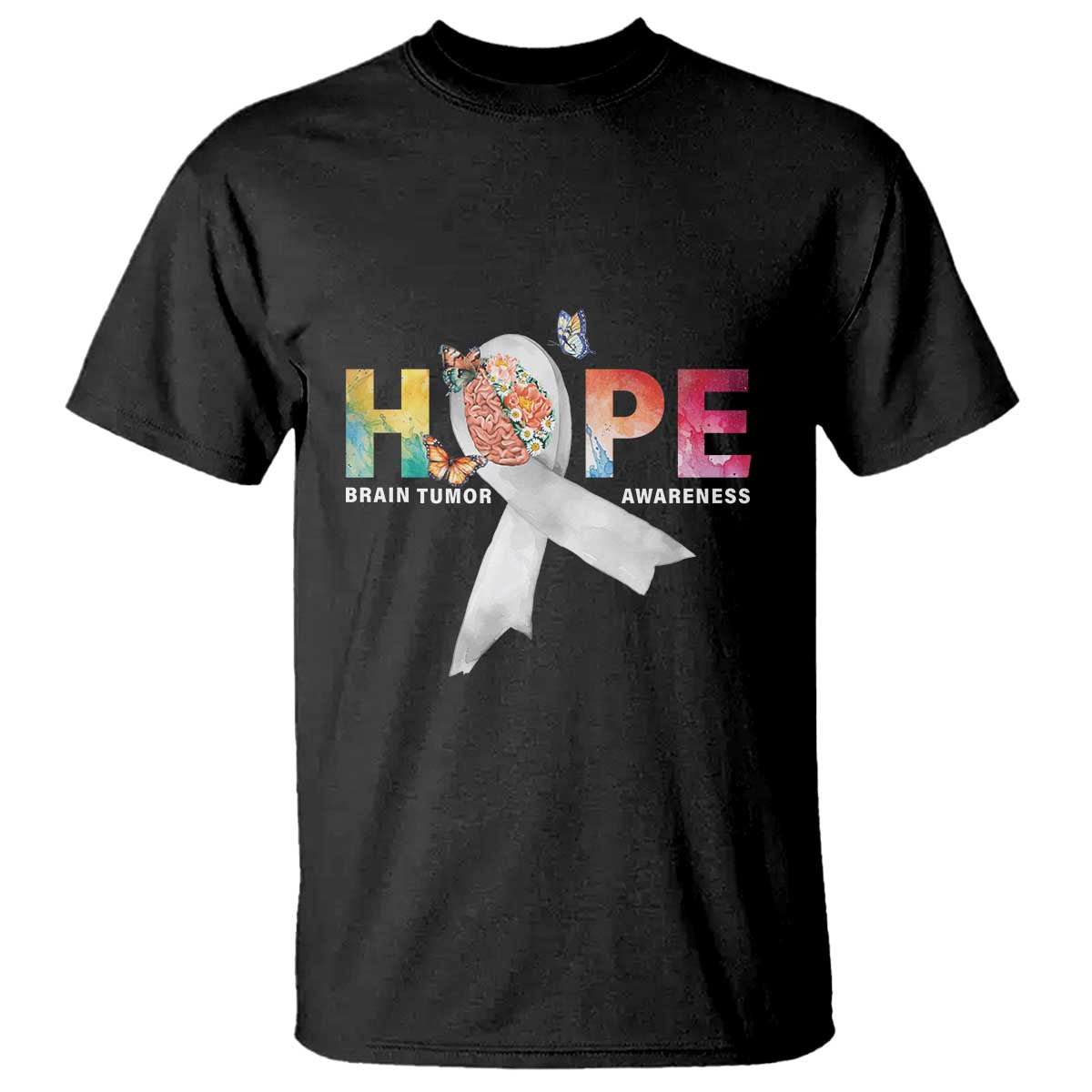 Hope Brain Tumor Awareness Gray Ribbon T Shirt - Wonder Print Shop