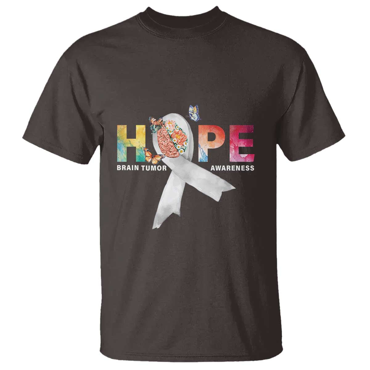 Hope Brain Tumor Awareness Gray Ribbon T Shirt - Wonder Print Shop