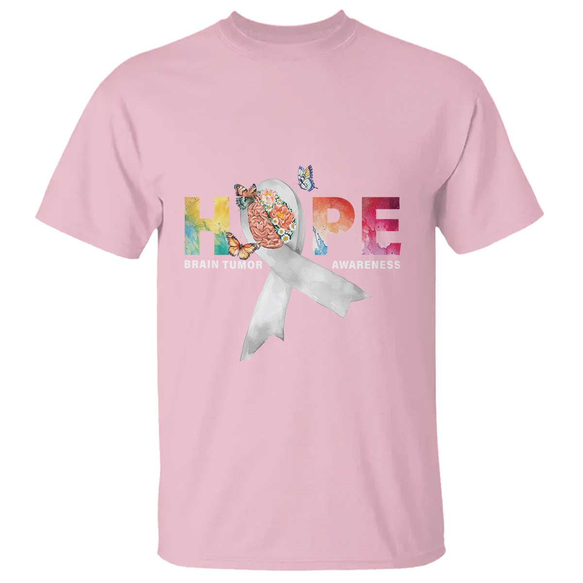 Hope Brain Tumor Awareness Gray Ribbon T Shirt - Wonder Print Shop
