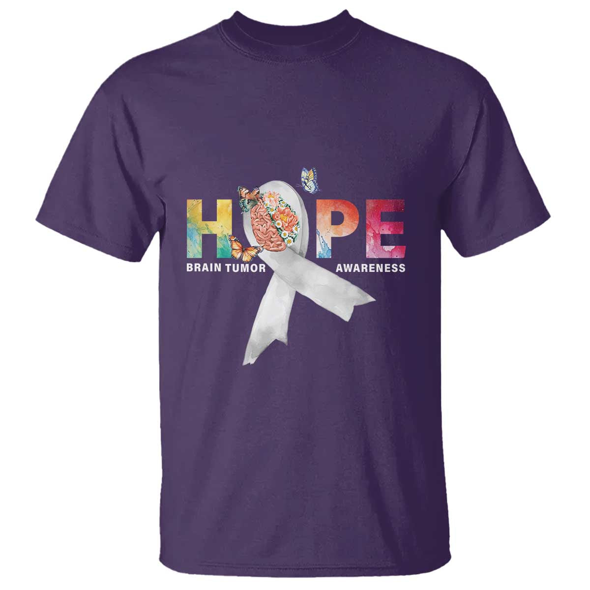 Hope Brain Tumor Awareness Gray Ribbon T Shirt - Wonder Print Shop