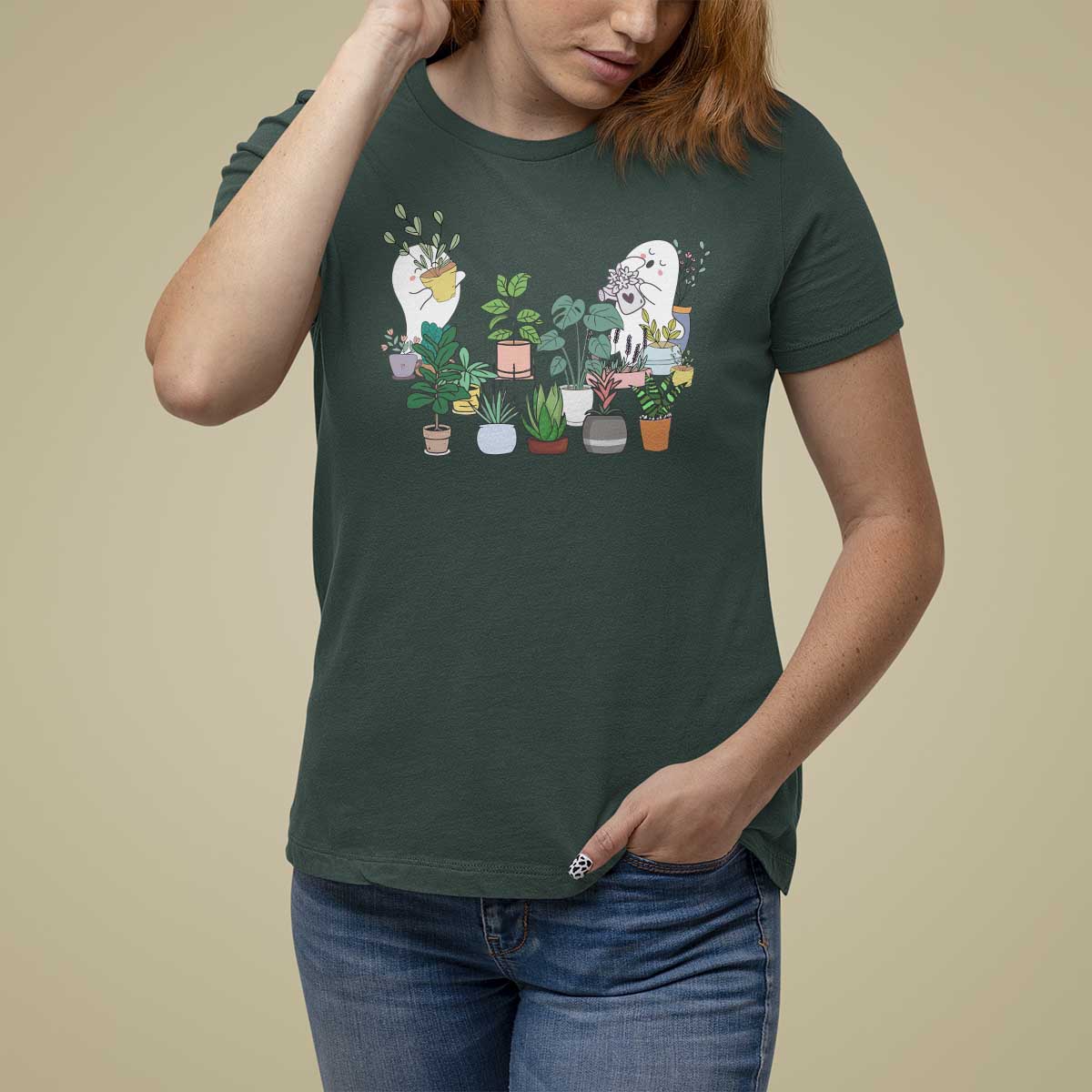 Ghost Garden Halloween Gardener Gardening T Shirt For Women - Wonder Print Shop