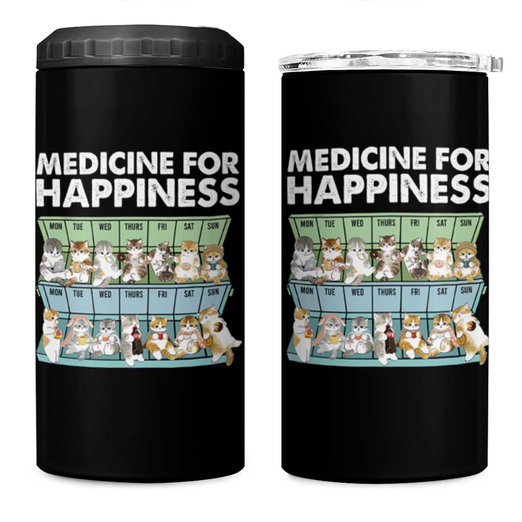 Mental Health 4 in 1 Can Cooler Tumbler Medicine Fot Happiness Cute Cat