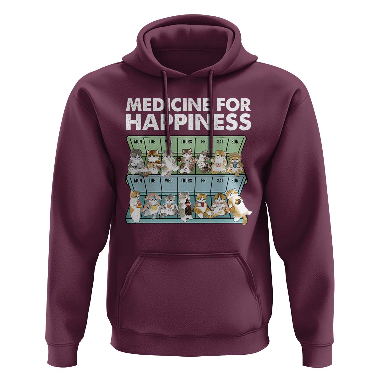 Mental Health Hoodie Medicine Fot Happiness Cute Cat