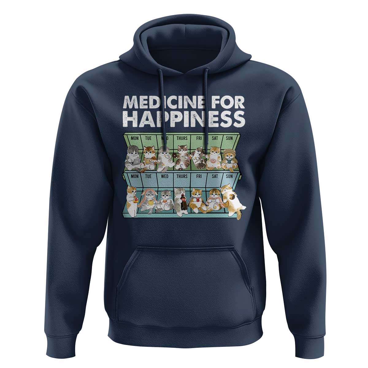Mental Health Hoodie Medicine Fot Happiness Cute Cat