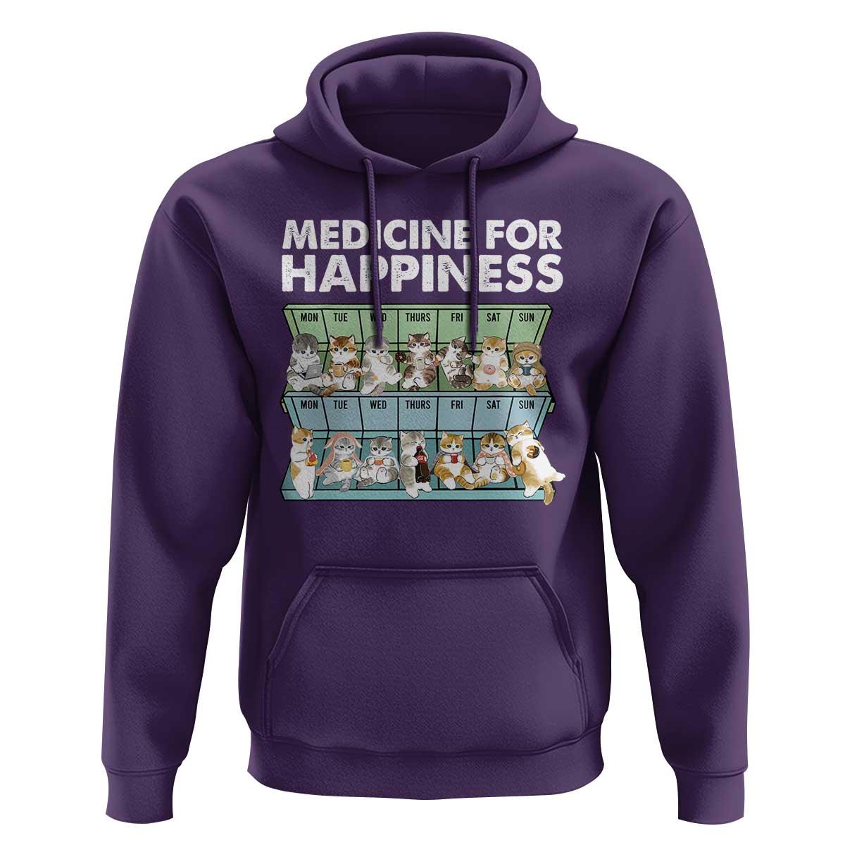 Mental Health Hoodie Medicine Fot Happiness Cute Cat