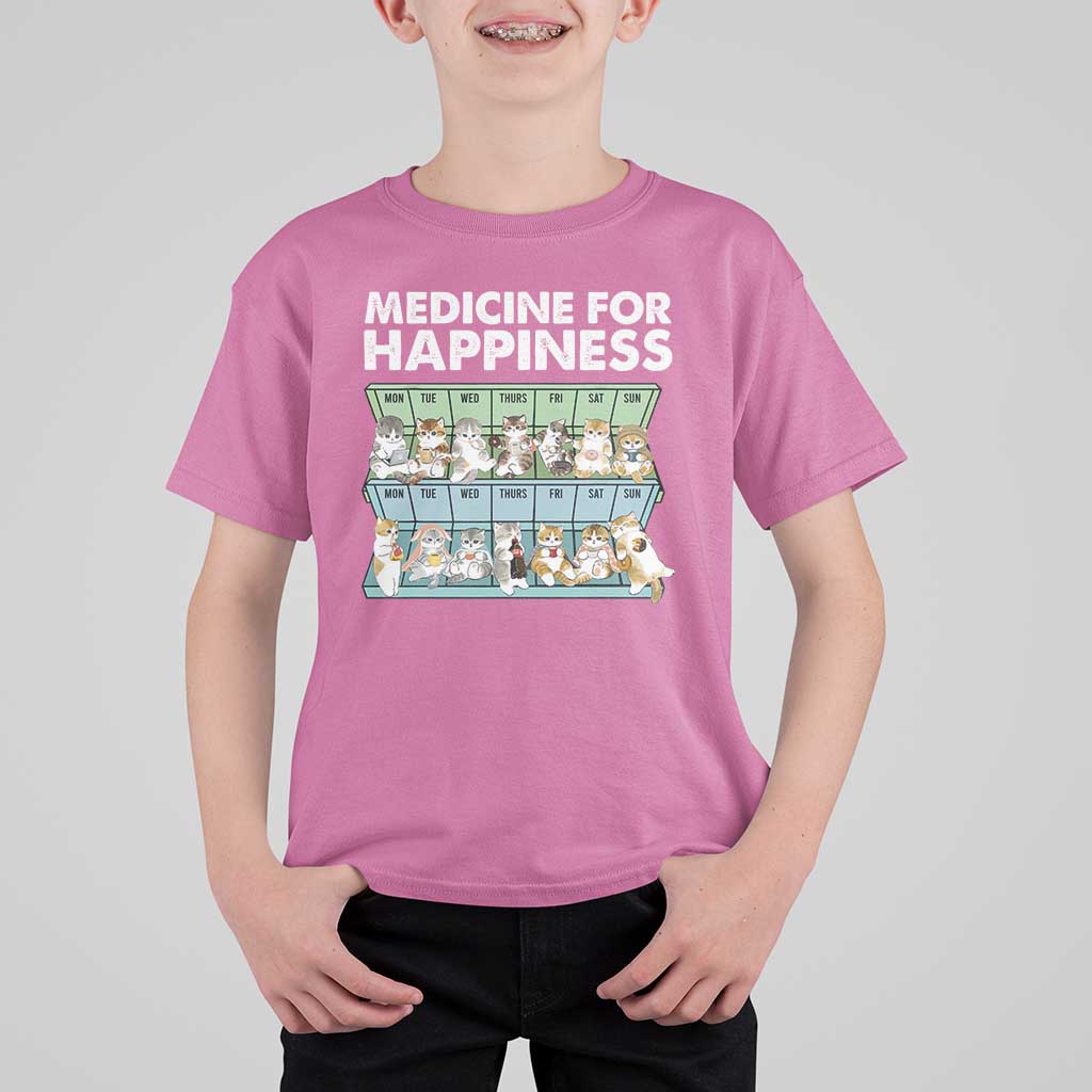 Mental Health T Shirt For Kid Medicine Fot Happiness Cute Cat