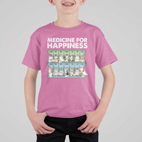Mental Health T Shirt For Kid Medicine Fot Happiness Cute Cat