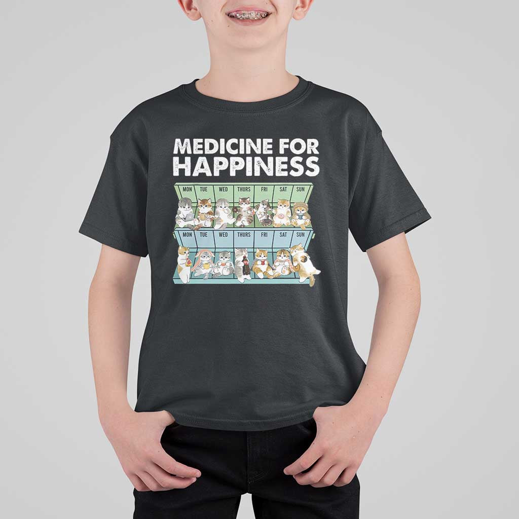 Mental Health T Shirt For Kid Medicine Fot Happiness Cute Cat