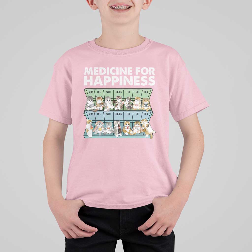 Mental Health T Shirt For Kid Medicine Fot Happiness Cute Cat