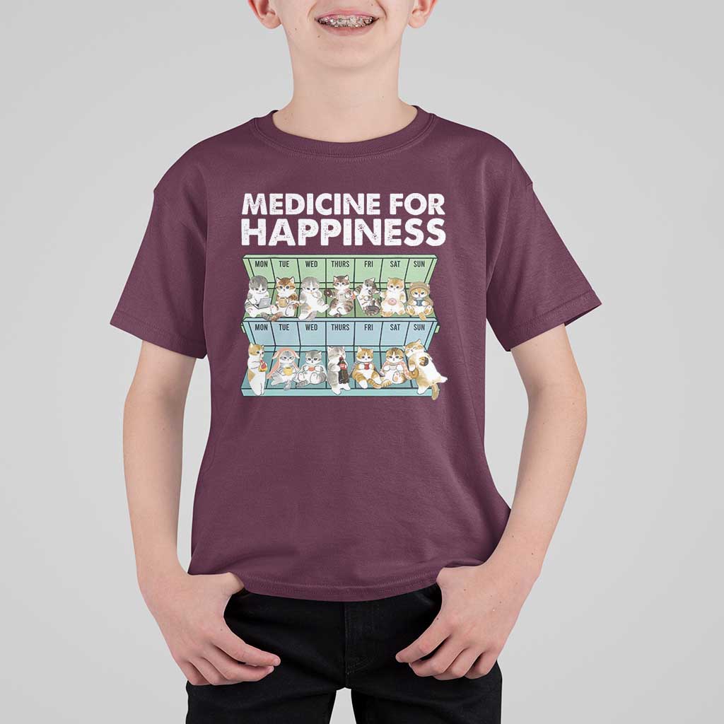 Mental Health T Shirt For Kid Medicine Fot Happiness Cute Cat