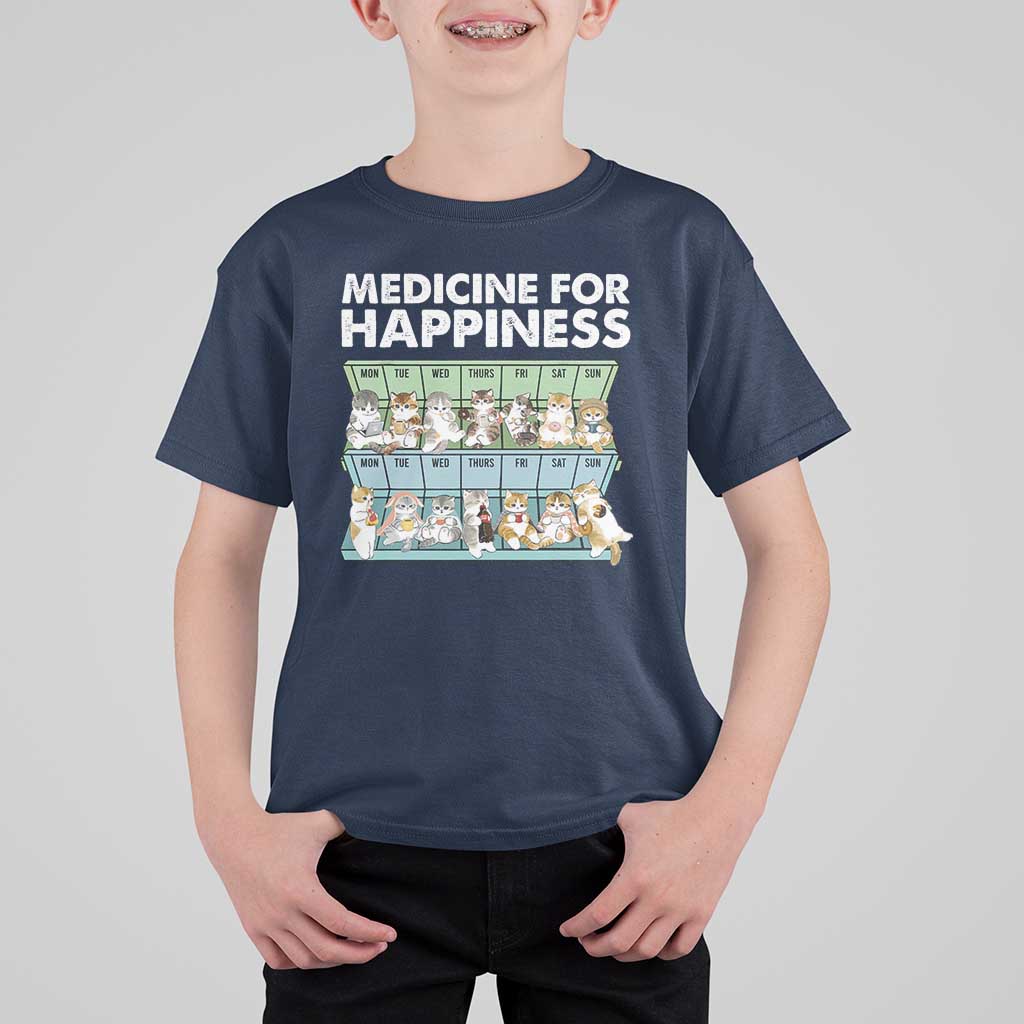 Mental Health T Shirt For Kid Medicine Fot Happiness Cute Cat