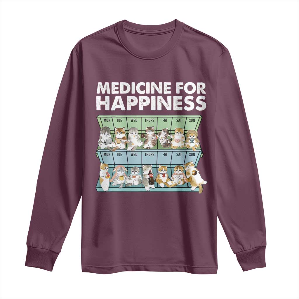 Mental Health Long Sleeve Shirt Medicine Fot Happiness Cute Cat