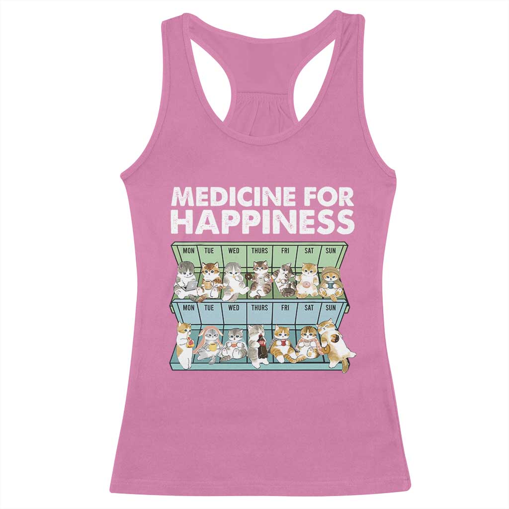 Mental Health Racerback Tank Top Medicine Fot Happiness Cute Cat