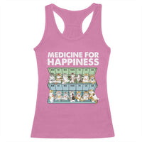 Mental Health Racerback Tank Top Medicine Fot Happiness Cute Cat