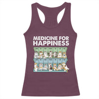Mental Health Racerback Tank Top Medicine Fot Happiness Cute Cat