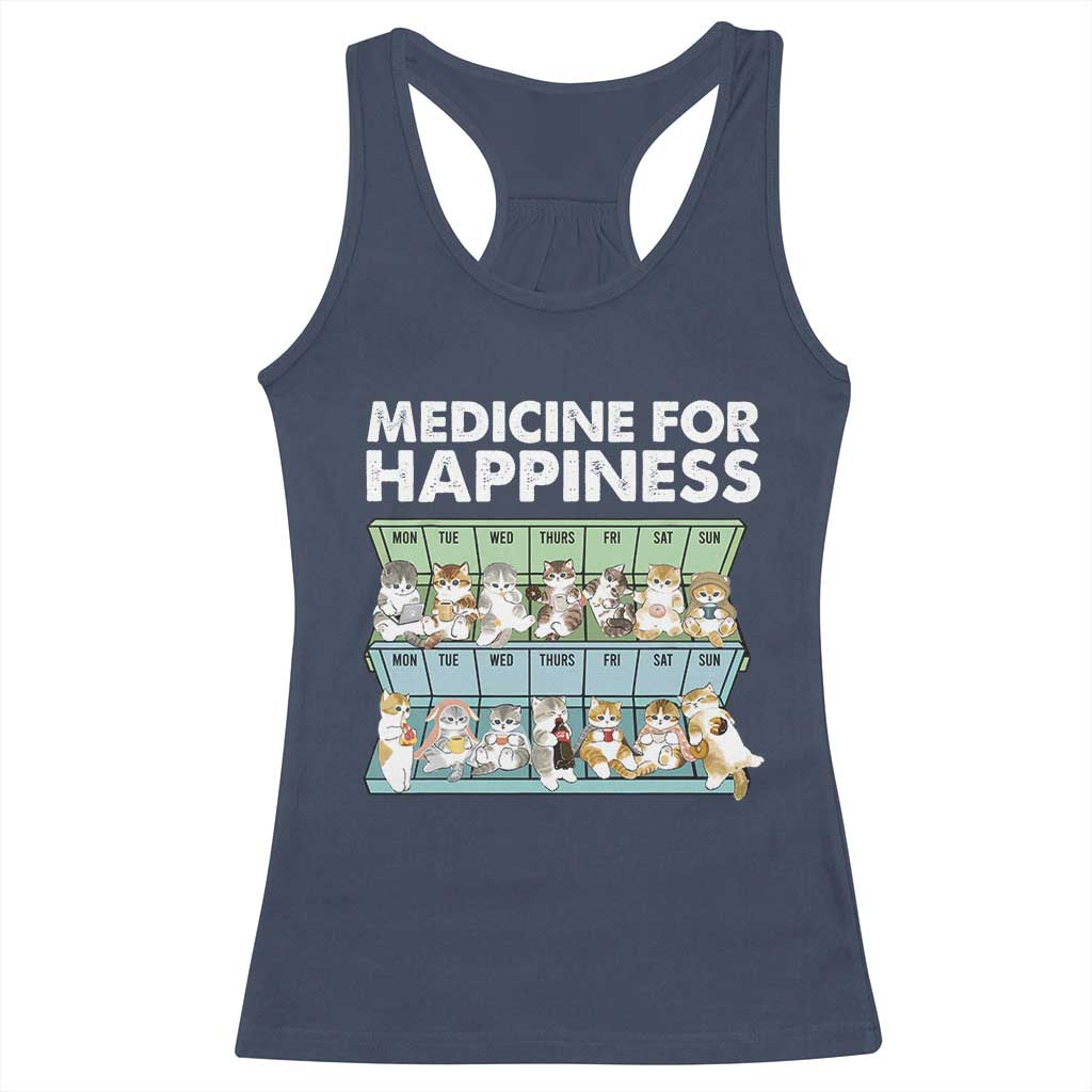 Mental Health Racerback Tank Top Medicine Fot Happiness Cute Cat