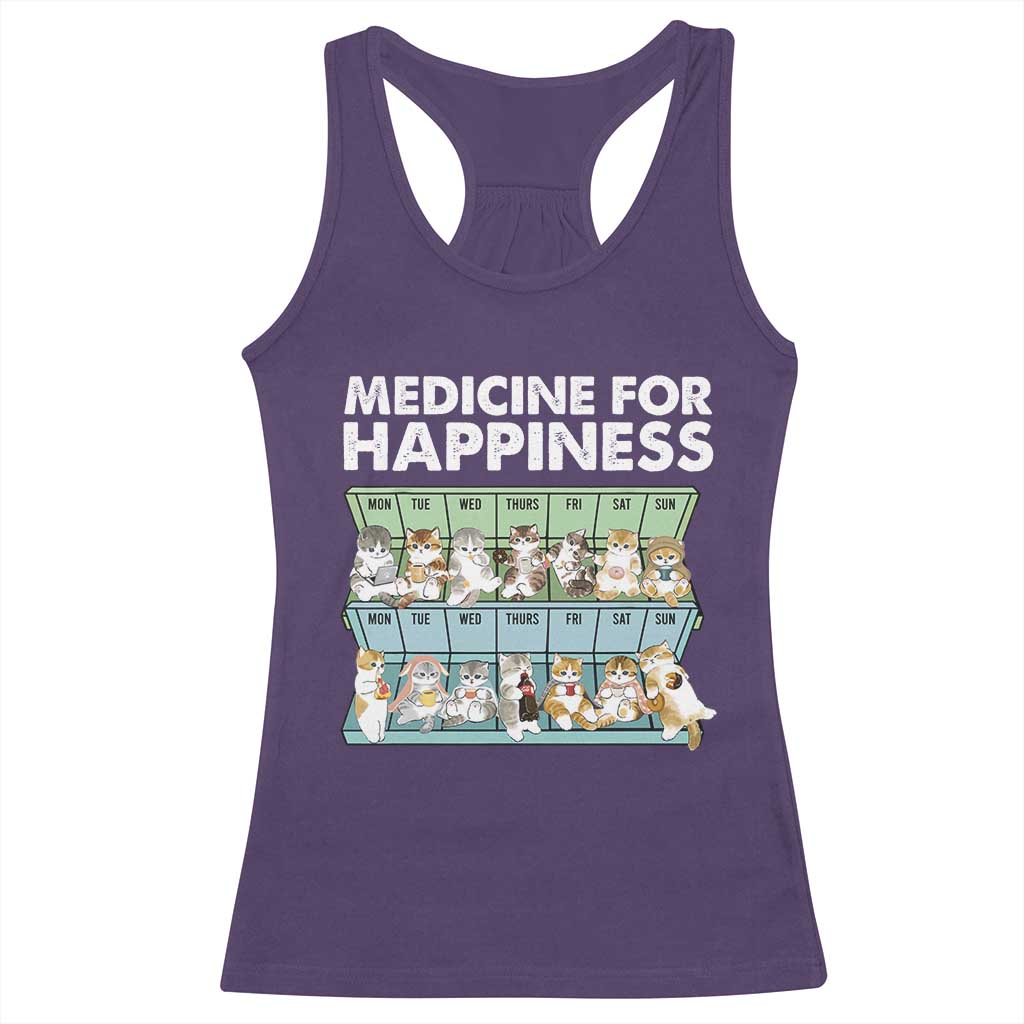 Mental Health Racerback Tank Top Medicine Fot Happiness Cute Cat