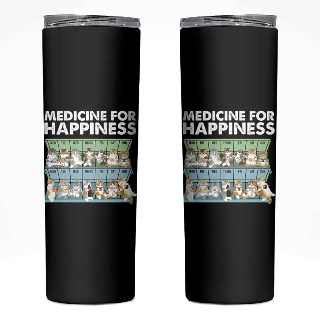 Mental Health Skinny Tumbler Medicine Fot Happiness Cute Cat