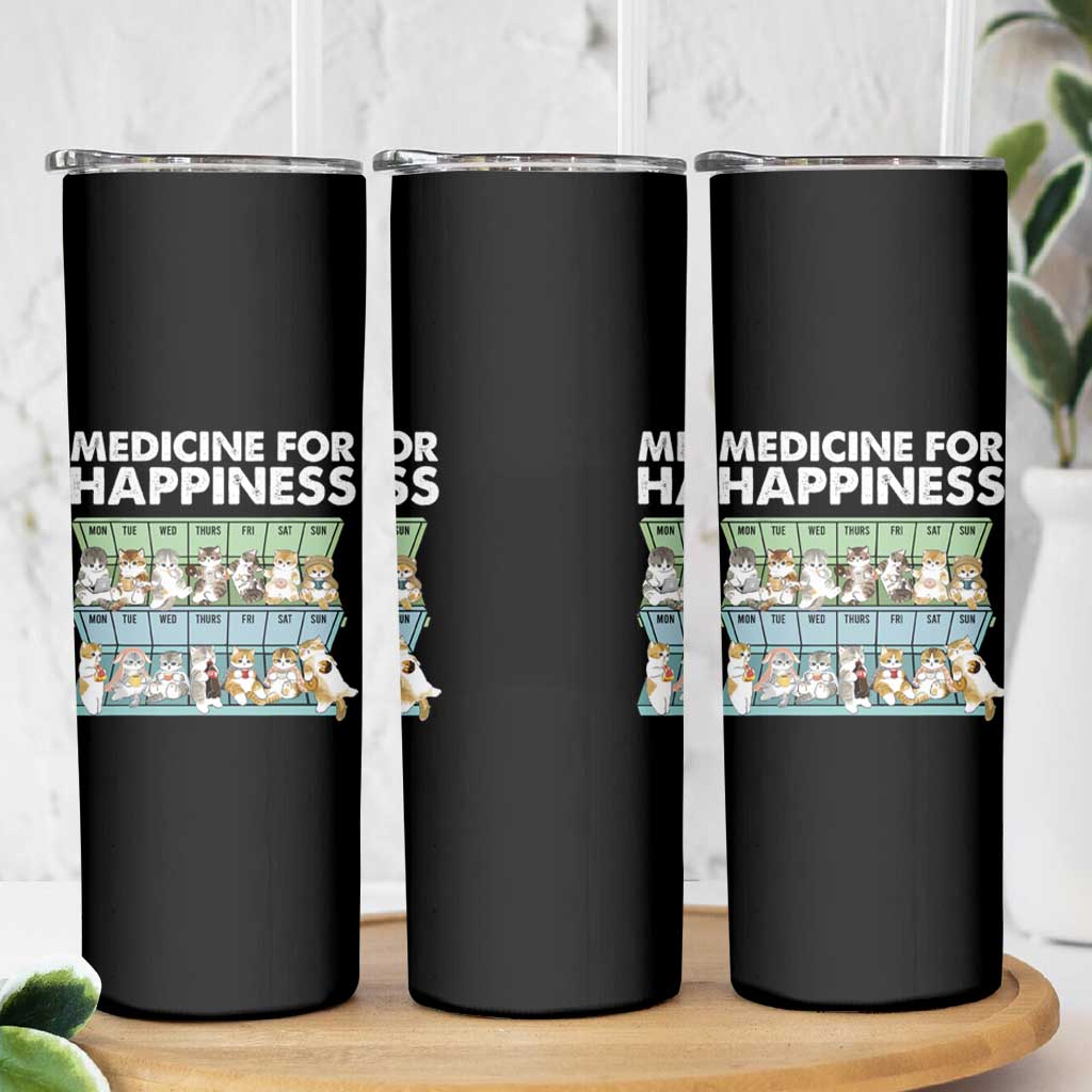 Mental Health Skinny Tumbler Medicine Fot Happiness Cute Cat