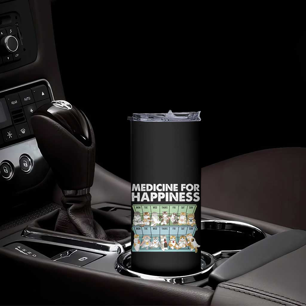 Mental Health Skinny Tumbler Medicine Fot Happiness Cute Cat