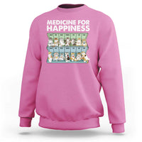 Mental Health Sweatshirt Medicine Fot Happiness Cute Cat