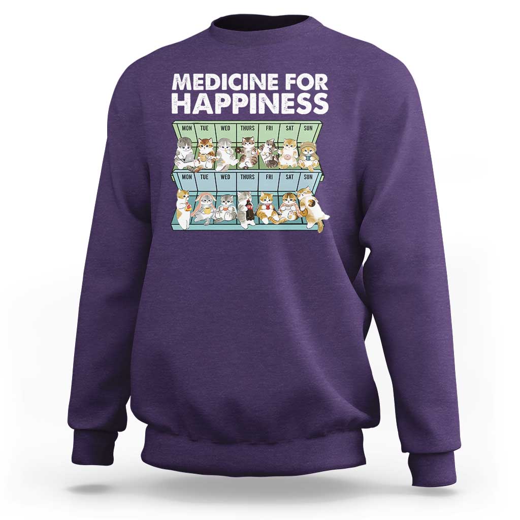 Mental Health Sweatshirt Medicine Fot Happiness Cute Cat
