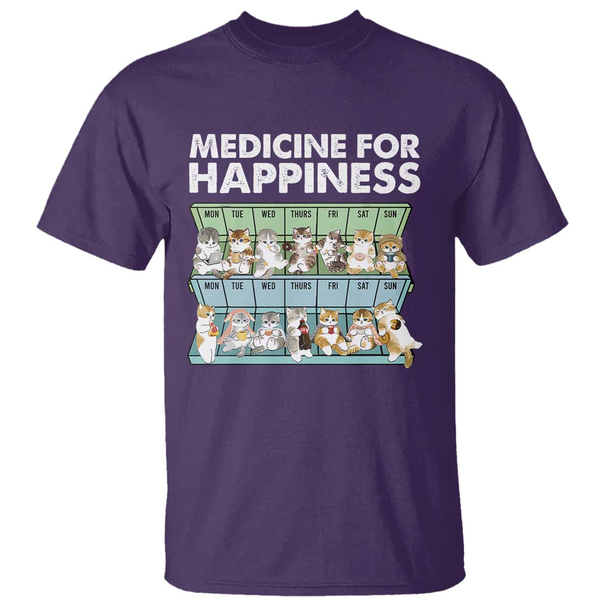 Mental Health T Shirt Medicine Fot Happiness Cute Cat