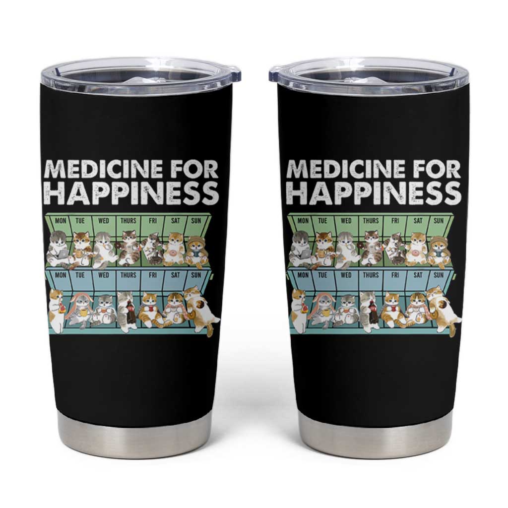 Mental Health Tumbler Cup Medicine Fot Happiness Cute Cat