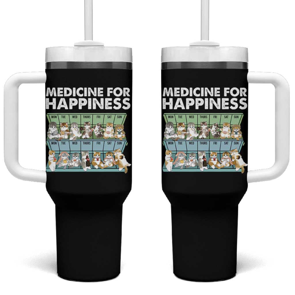 Mental Health Tumbler With Handle Medicine Fot Happiness Cute Cat