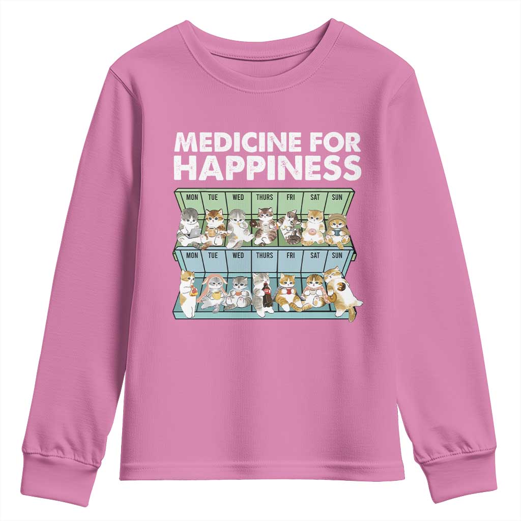 Mental Health Youth Sweatshirt Medicine Fot Happiness Cute Cat