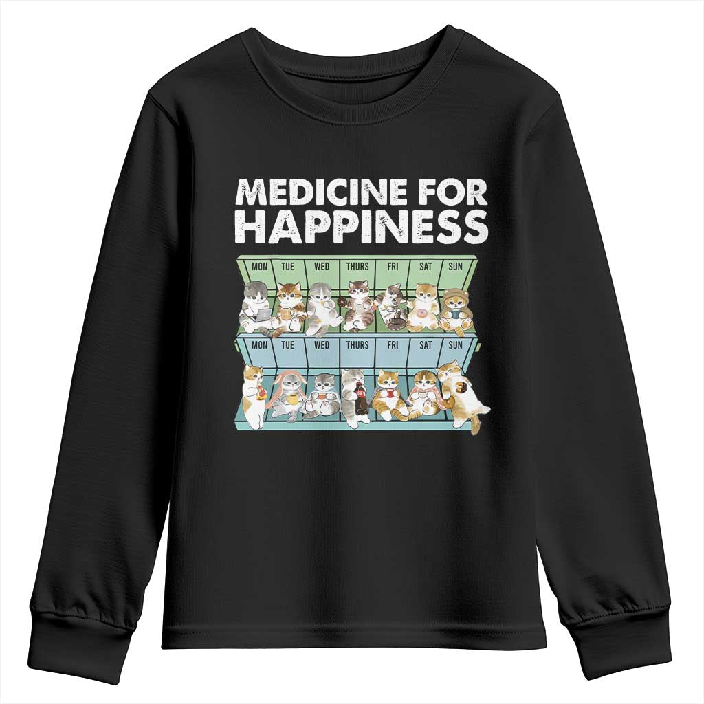 Mental Health Youth Sweatshirt Medicine Fot Happiness Cute Cat