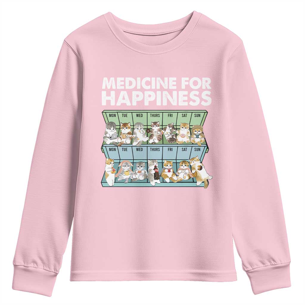 Mental Health Youth Sweatshirt Medicine Fot Happiness Cute Cat