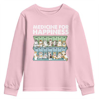 Mental Health Youth Sweatshirt Medicine Fot Happiness Cute Cat