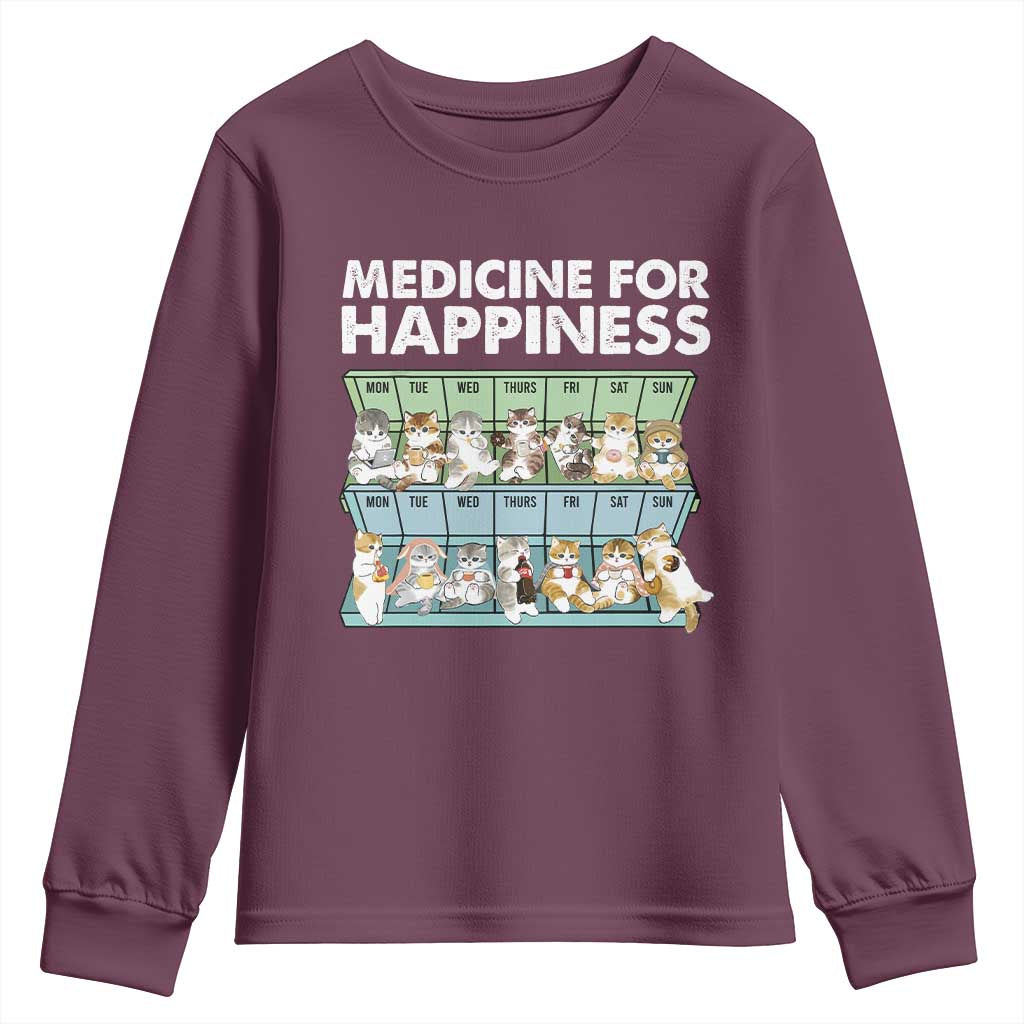 Mental Health Youth Sweatshirt Medicine Fot Happiness Cute Cat