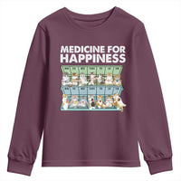 Mental Health Youth Sweatshirt Medicine Fot Happiness Cute Cat