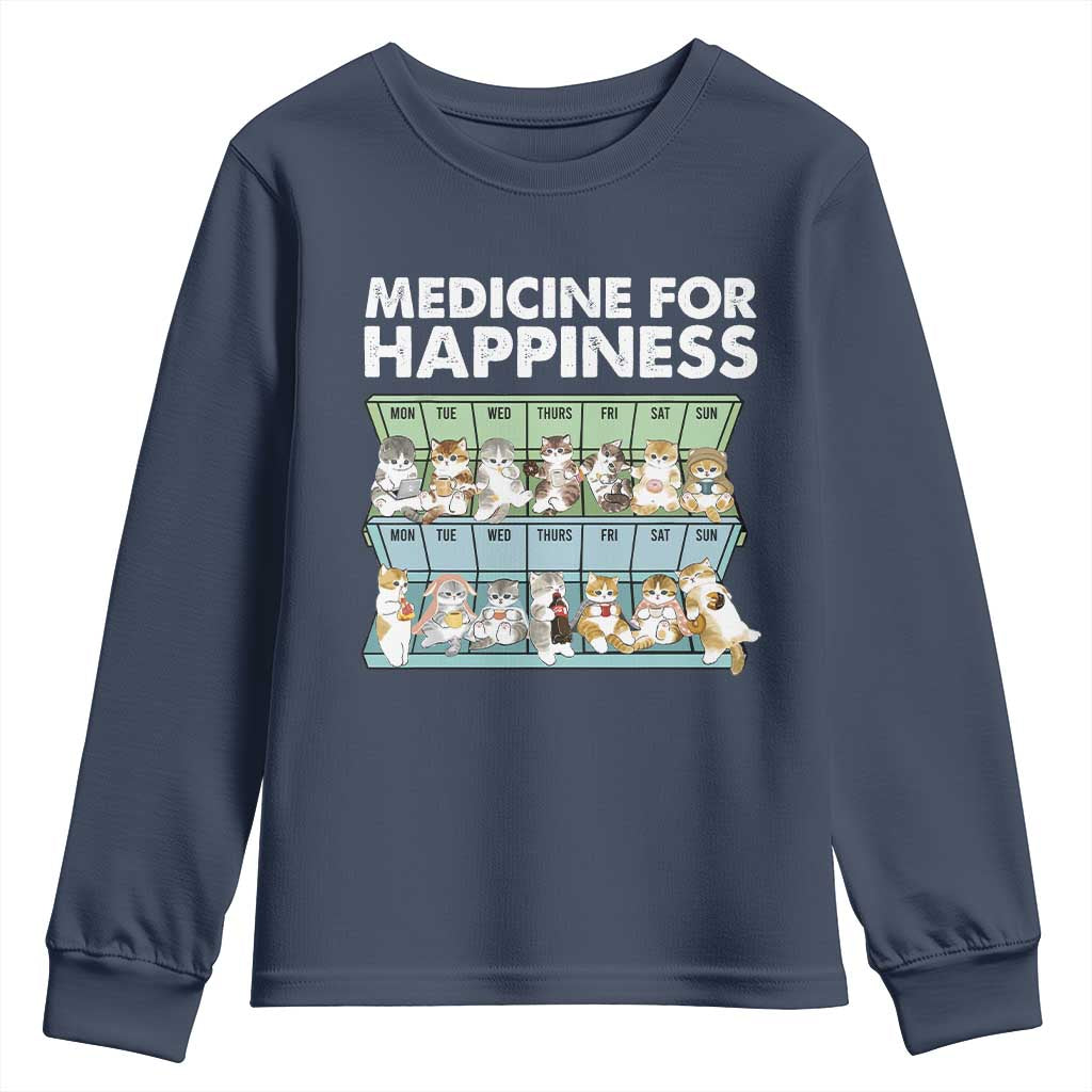 Mental Health Youth Sweatshirt Medicine Fot Happiness Cute Cat