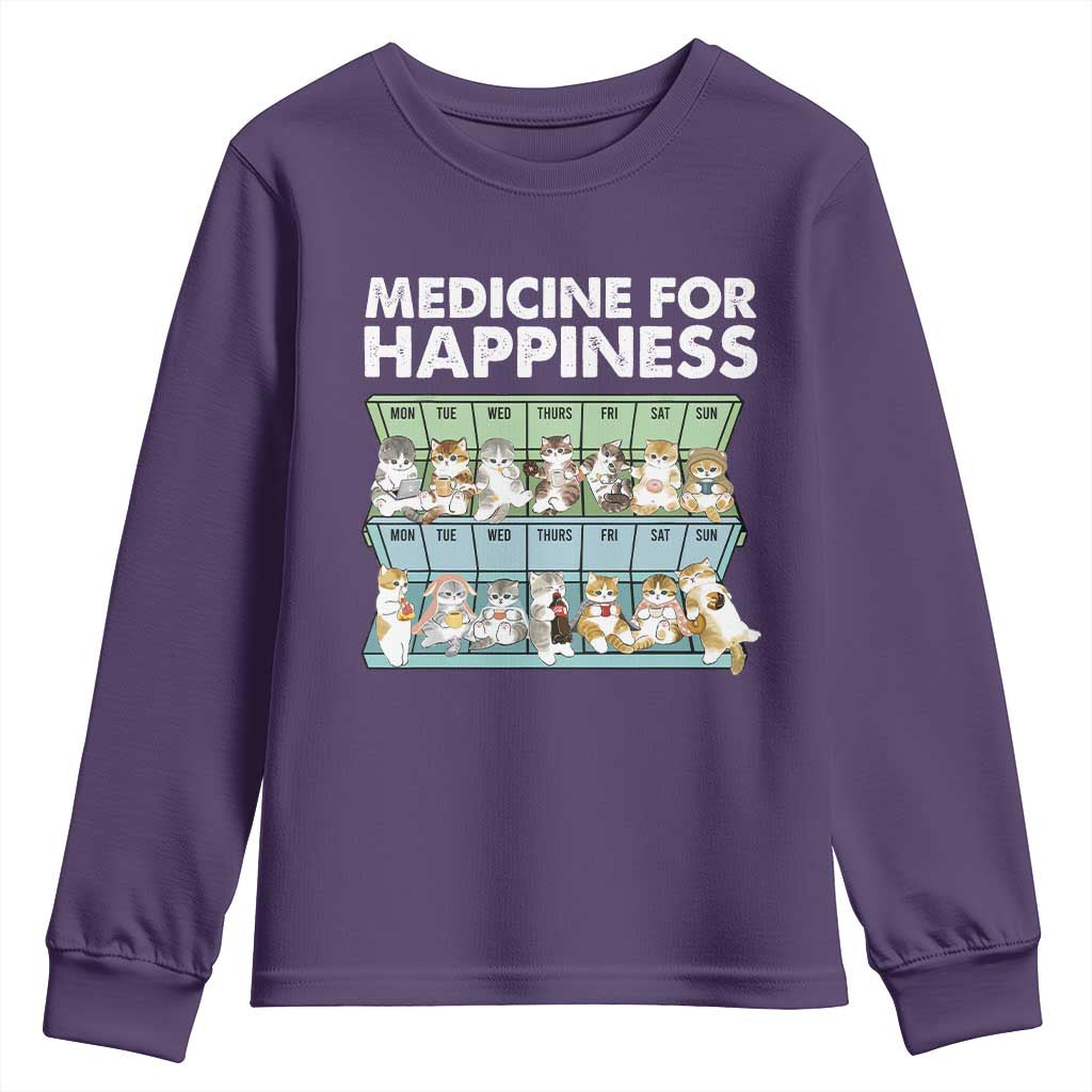 Mental Health Youth Sweatshirt Medicine Fot Happiness Cute Cat