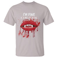 Halloween T Shirt Vampire Blood Lip I'm Fine It's Not My Blood - Wonder Print Shop