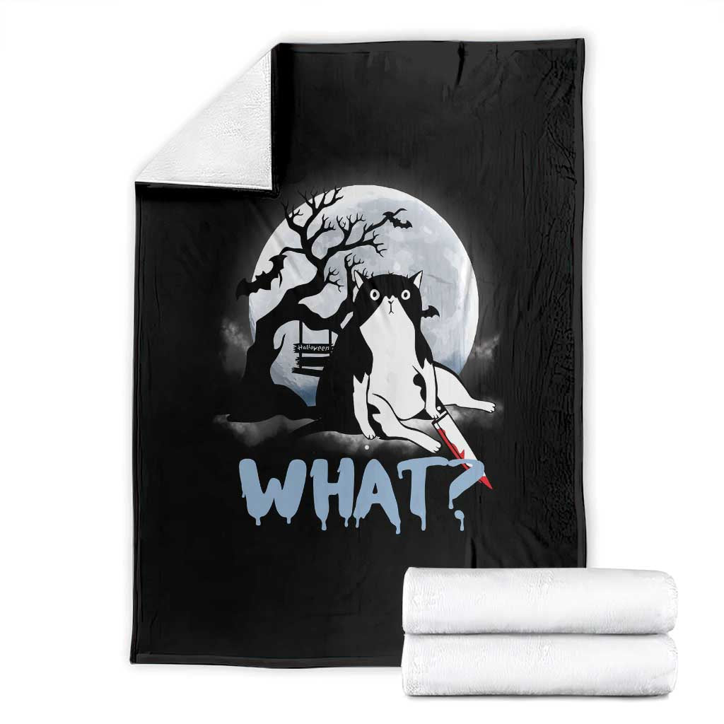 Halloween Cat Throw Blanket What Cat Murder Spooky Season - Wonder Print Shop