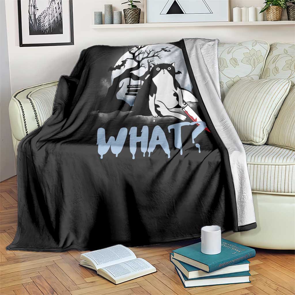 Halloween Cat Throw Blanket What Cat Murder Spooky Season - Wonder Print Shop