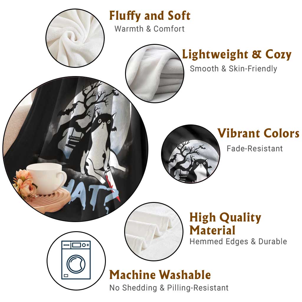 Halloween Cat Throw Blanket What Cat Murder Spooky Season - Wonder Print Shop