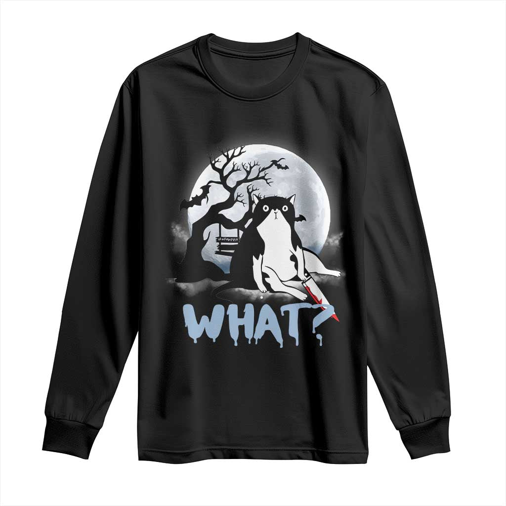 Halloween Cat Long Sleeve Shirt What Cat Murder Spooky Season